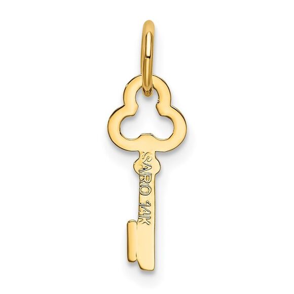 14k Yellow Gold, Hannah Collection, Mini Initial I Shamrock Key Charm - Picture 3 of 6